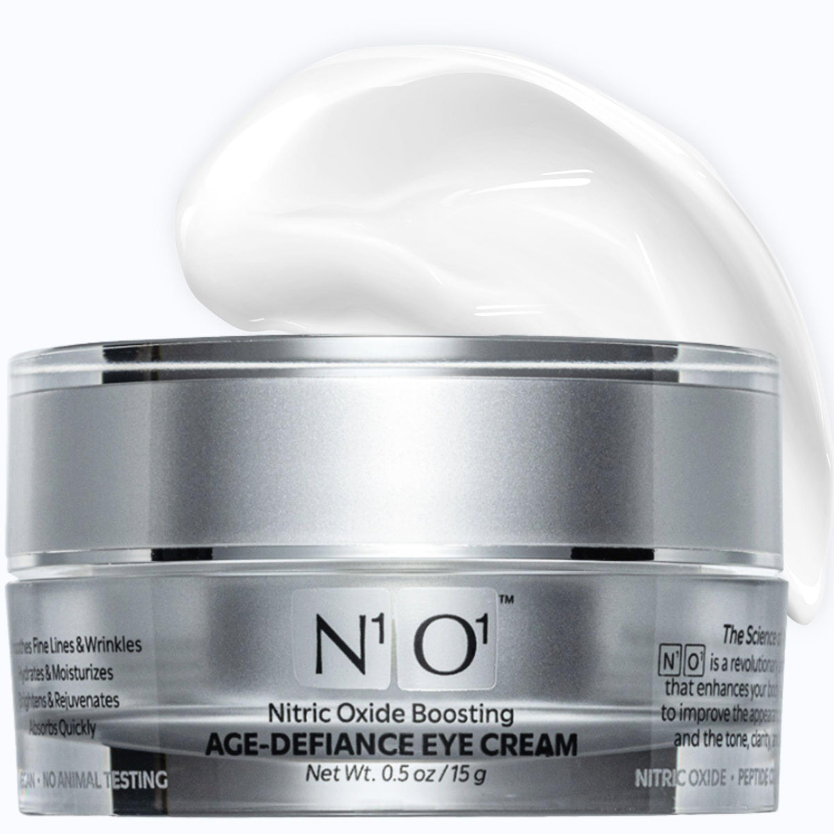 N1O1 Age-Defiance Eye Cream tube close-up for rich hydration around the eyes.