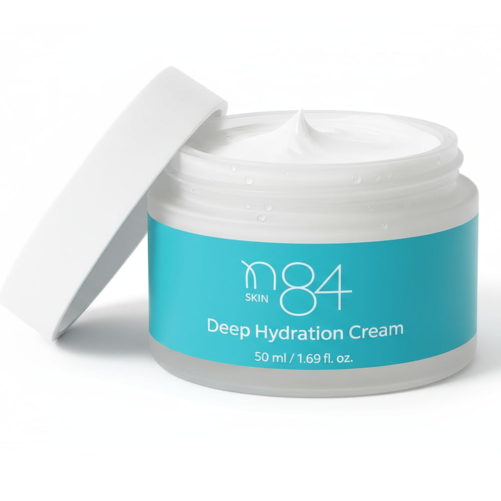 N84 Skin Korean Face Moisturizer bottle on a bathroom shelf for daily hydration.