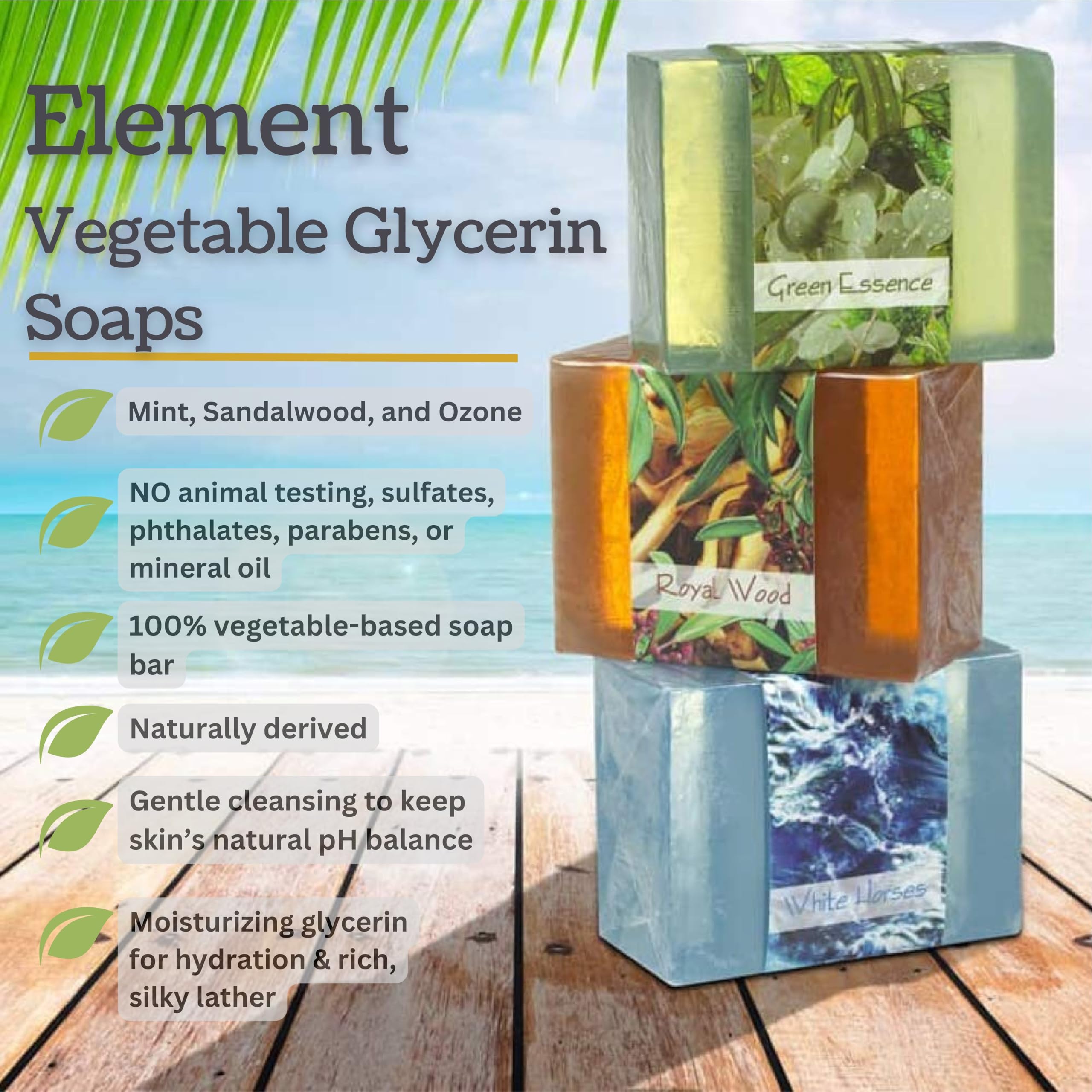 Nabila K Royal Wood glycerin bar with translucent look and soothing lather.