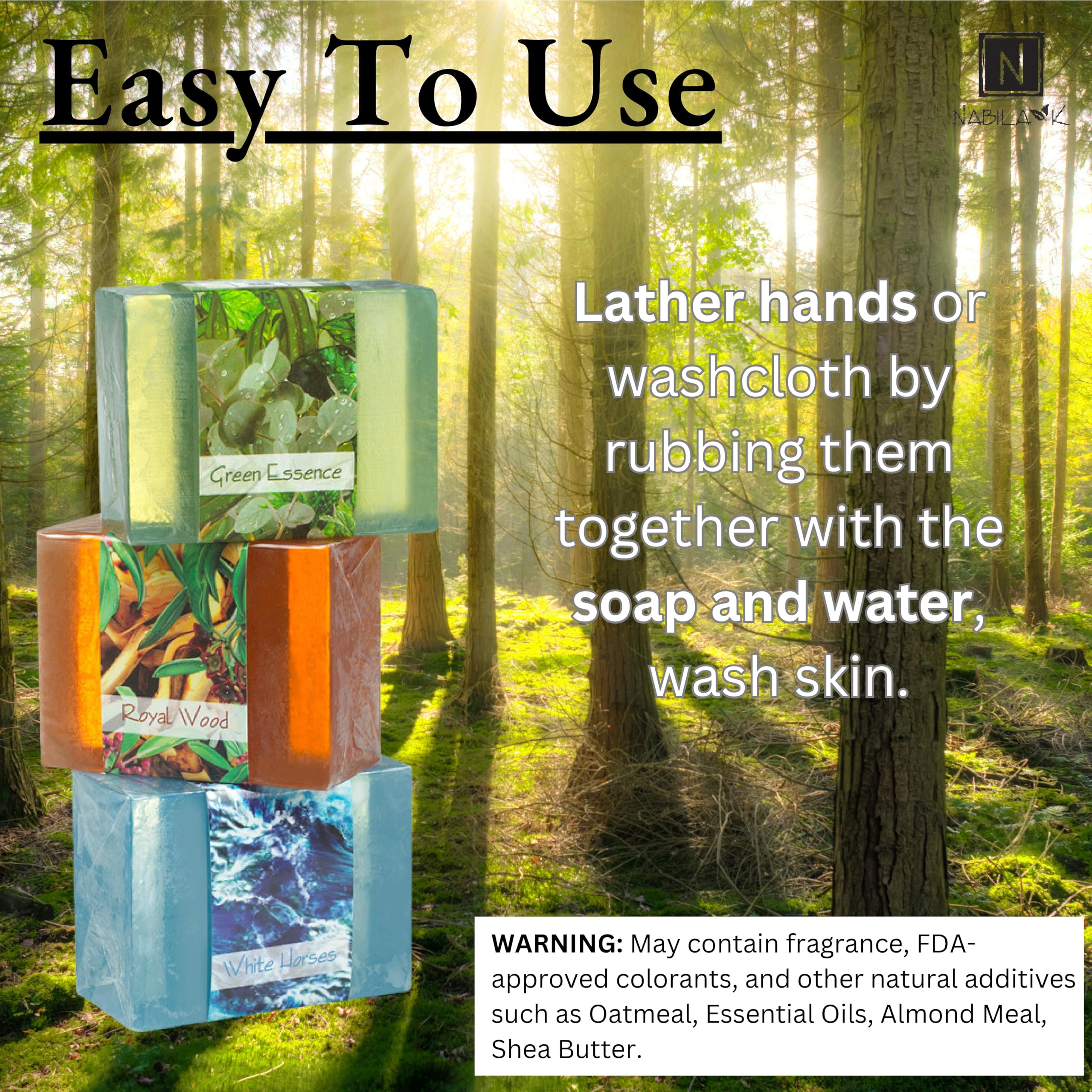 Nabila K White Horses glycerin bar shows a clear, moisturizing cleanse.