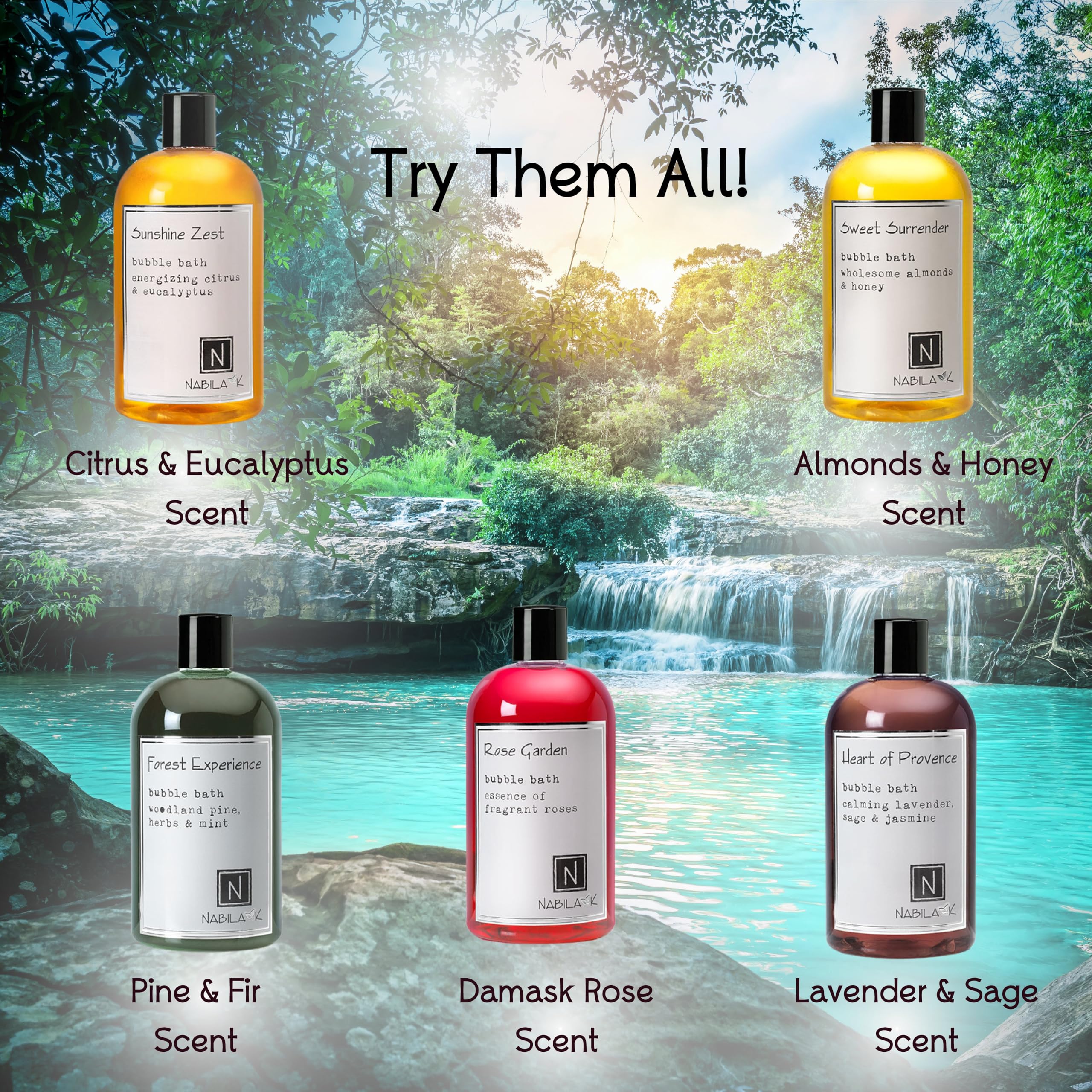 Nabila K Heart of Provence bubble bath bottle featuring herbal freshness for relaxation.
