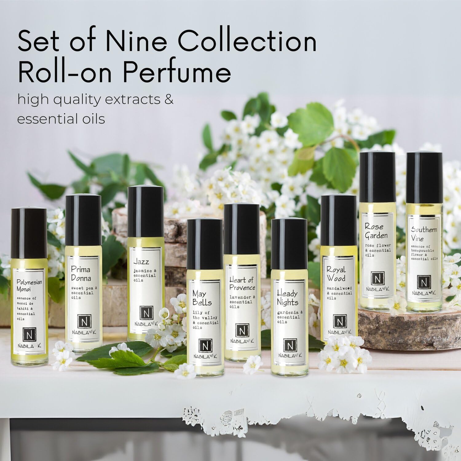 Nabila K roll-on Prima Donna bottle delivers versatile scent for office or evening outings.