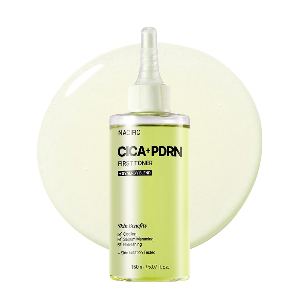 NACIFIC CICA PDRN First Toner bottle promoting calming hydration for sensitive skin.