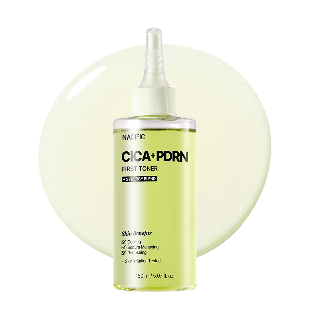 NACIFIC CICA PDRN First Toner bottle promoting calming hydration for sensitive skin.