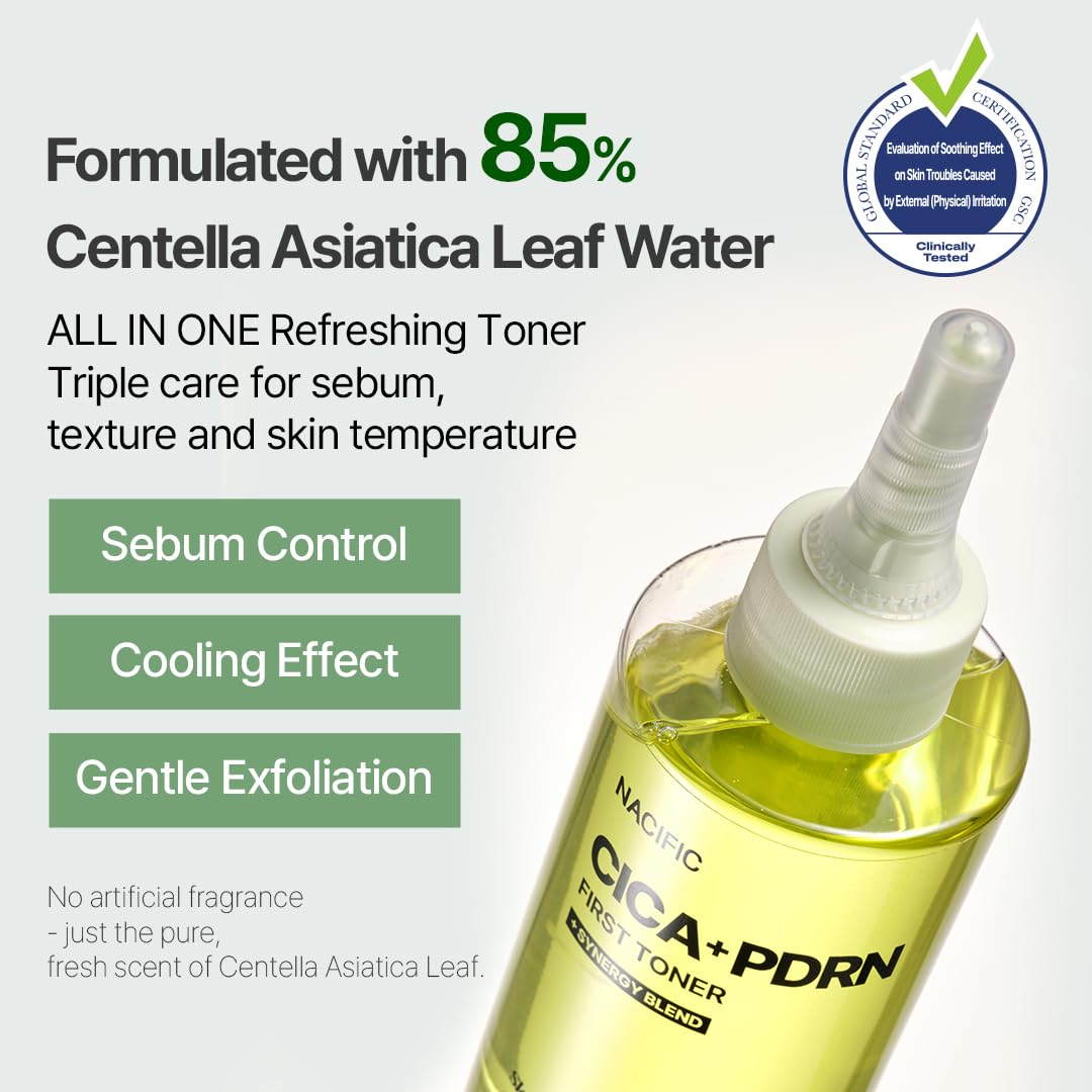 NACIFIC CICA PDRN First Toner precision tip enables targeted application on irritated areas.