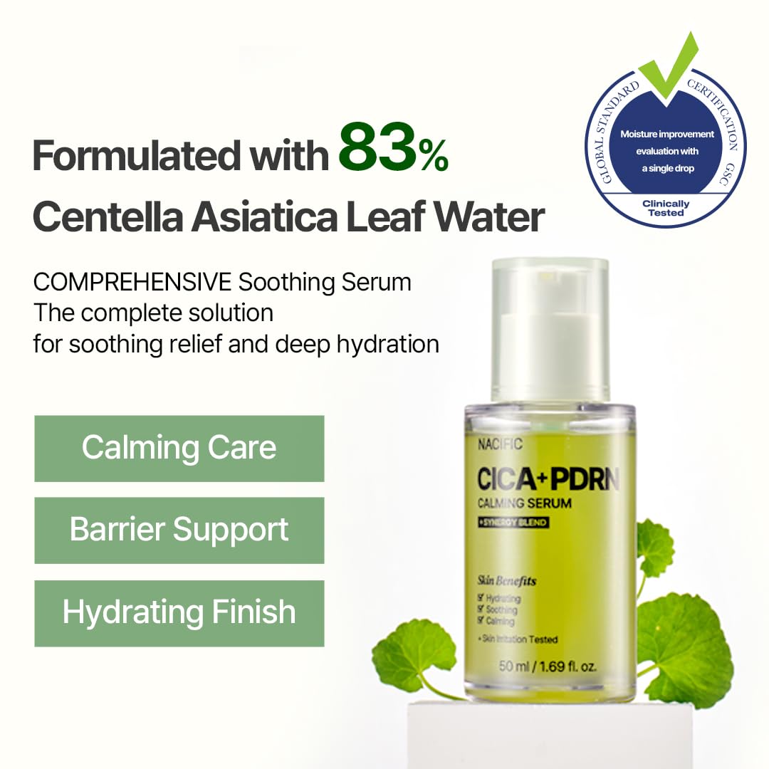 NACIFIC Cica PDRN serum label closeup showcasing clean, gentle daily use
