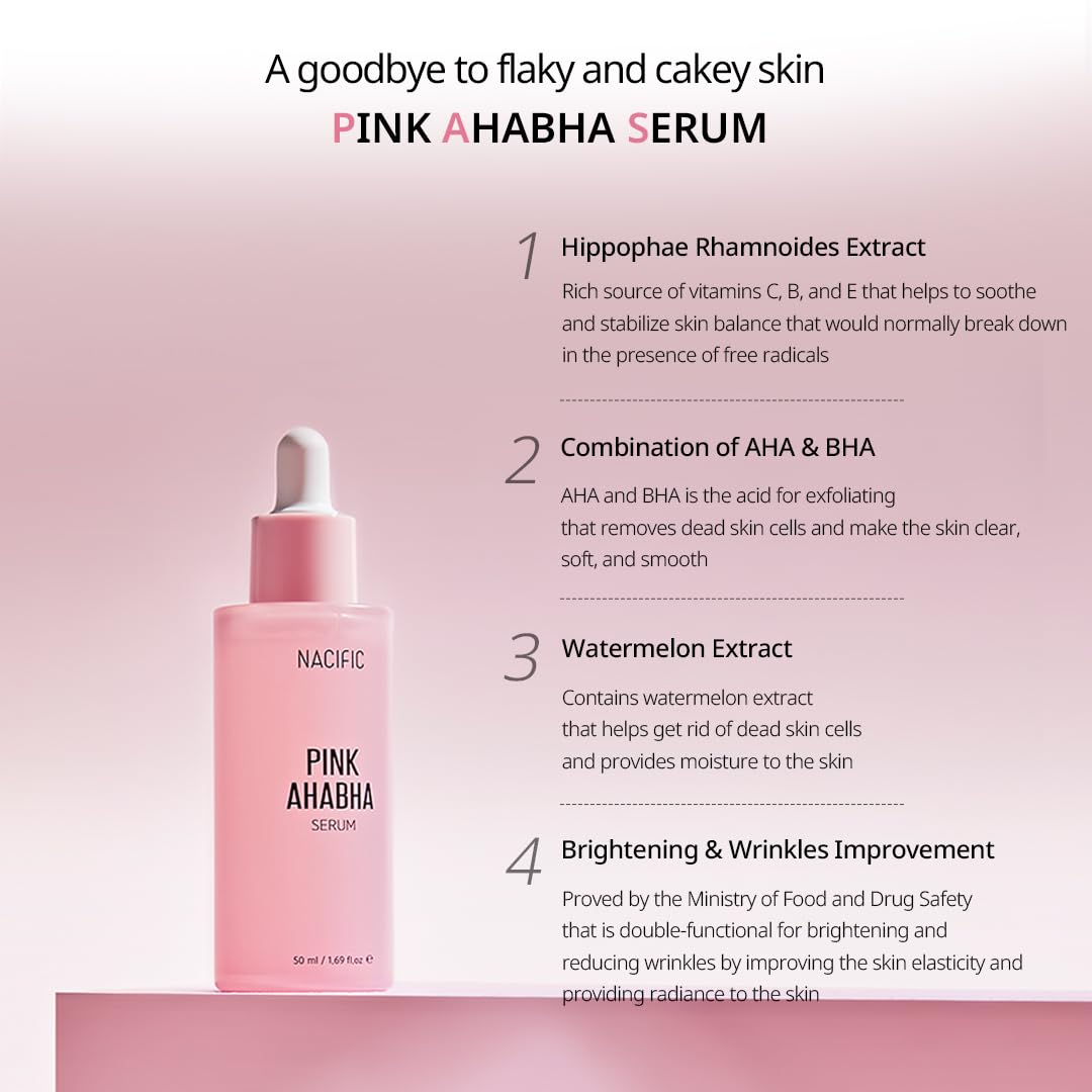NACIFIC Pink AhaBha serum dropper close-up for smooth texture.