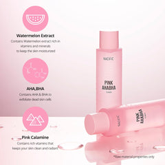 NACIFIC Pink AhaBha toner being poured for refreshing hydration.