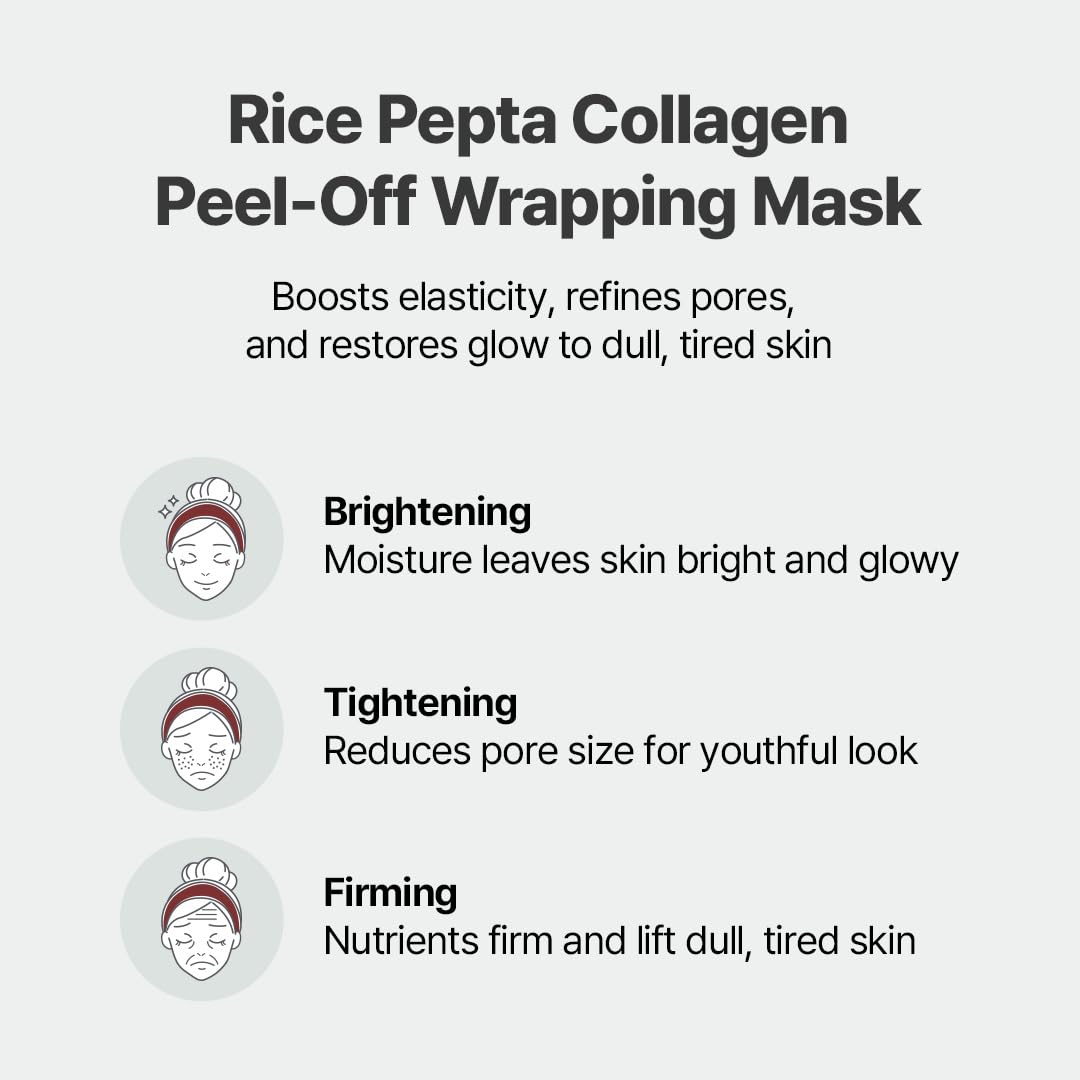 NACIFIC Rice Pepta Collagen mask peel-away film for removal and hydration.