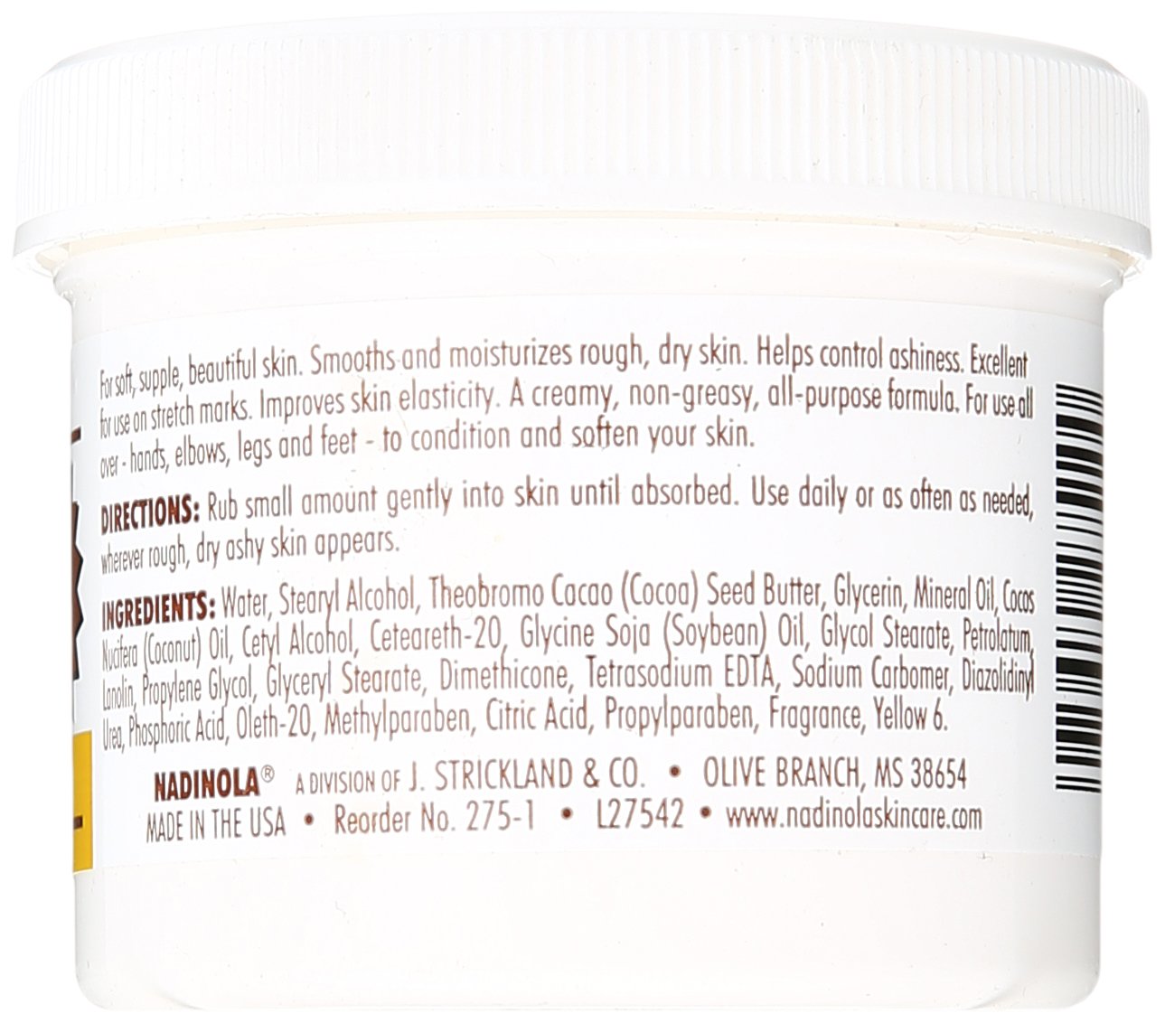 Nadinola Cocoa Butter Cream texture on skin, ideal for hands and elbows.