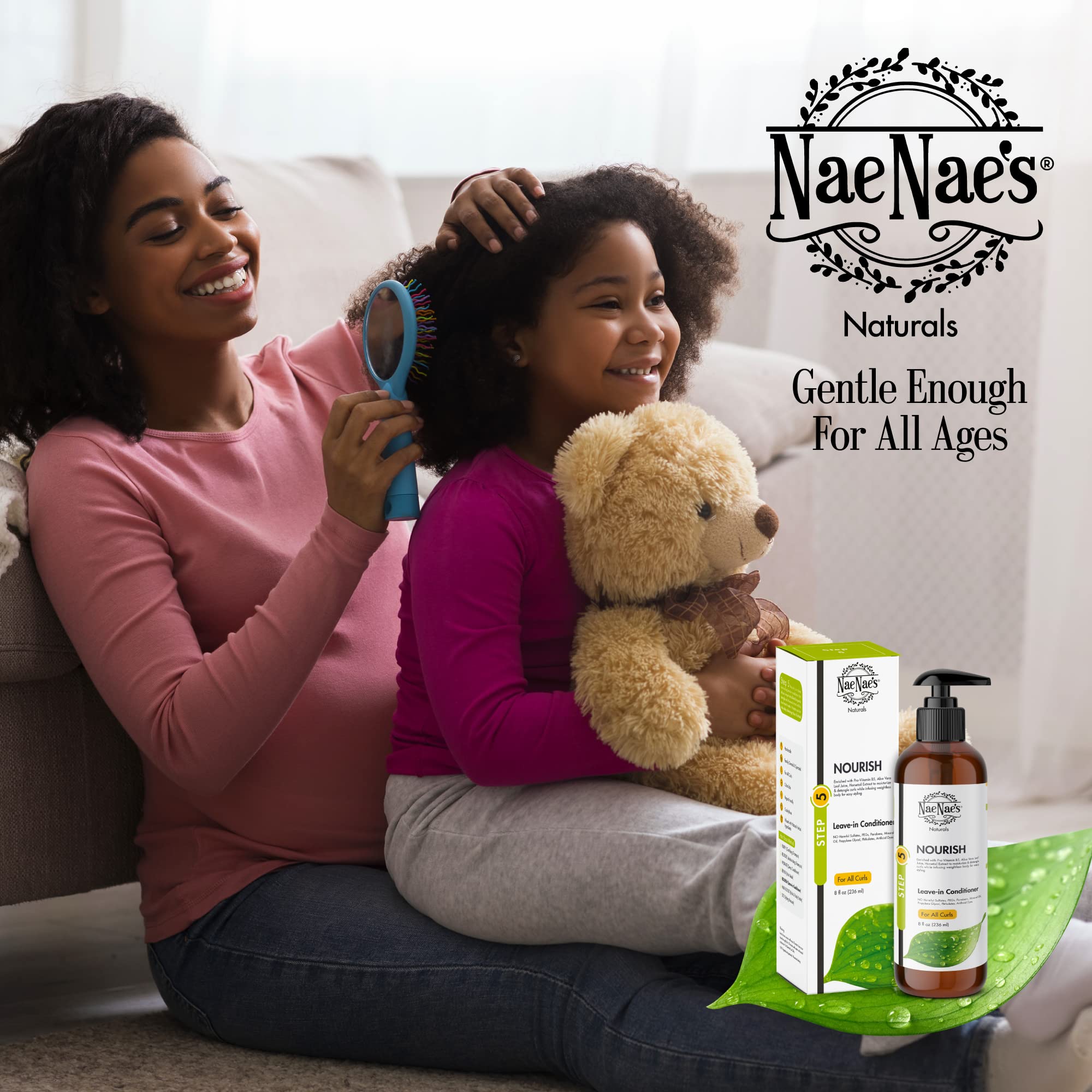 Nae Nae's Nourish Leave-In closeup on shine and gloss.