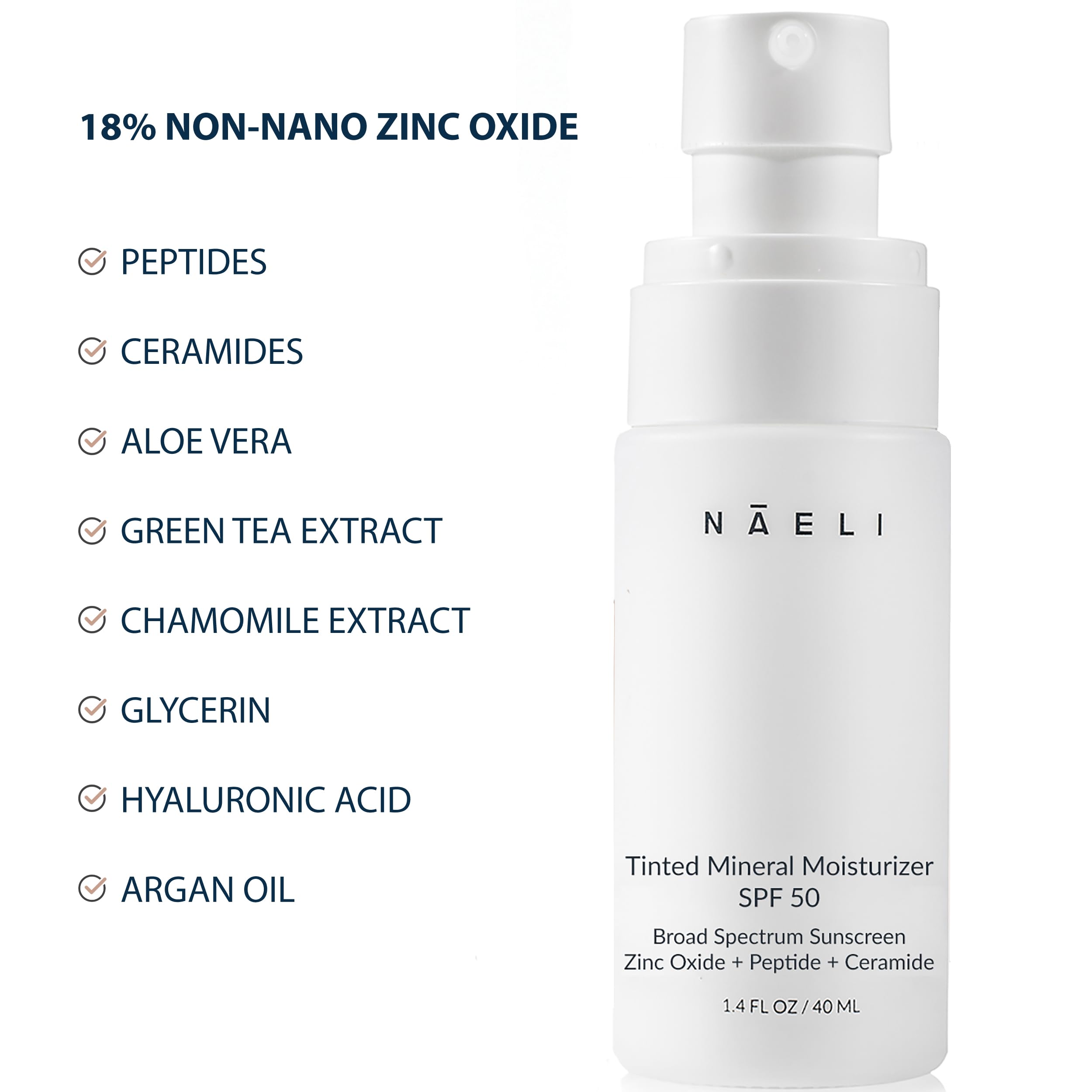 NAELI tinted sunscreen closeup emphasizes non-nano zinc oxide coverage.