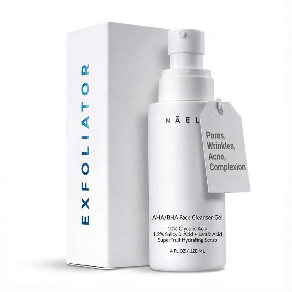 NAELI nettoyant exfoliant visage, texture gel et application ciblée pour pores nettoyés