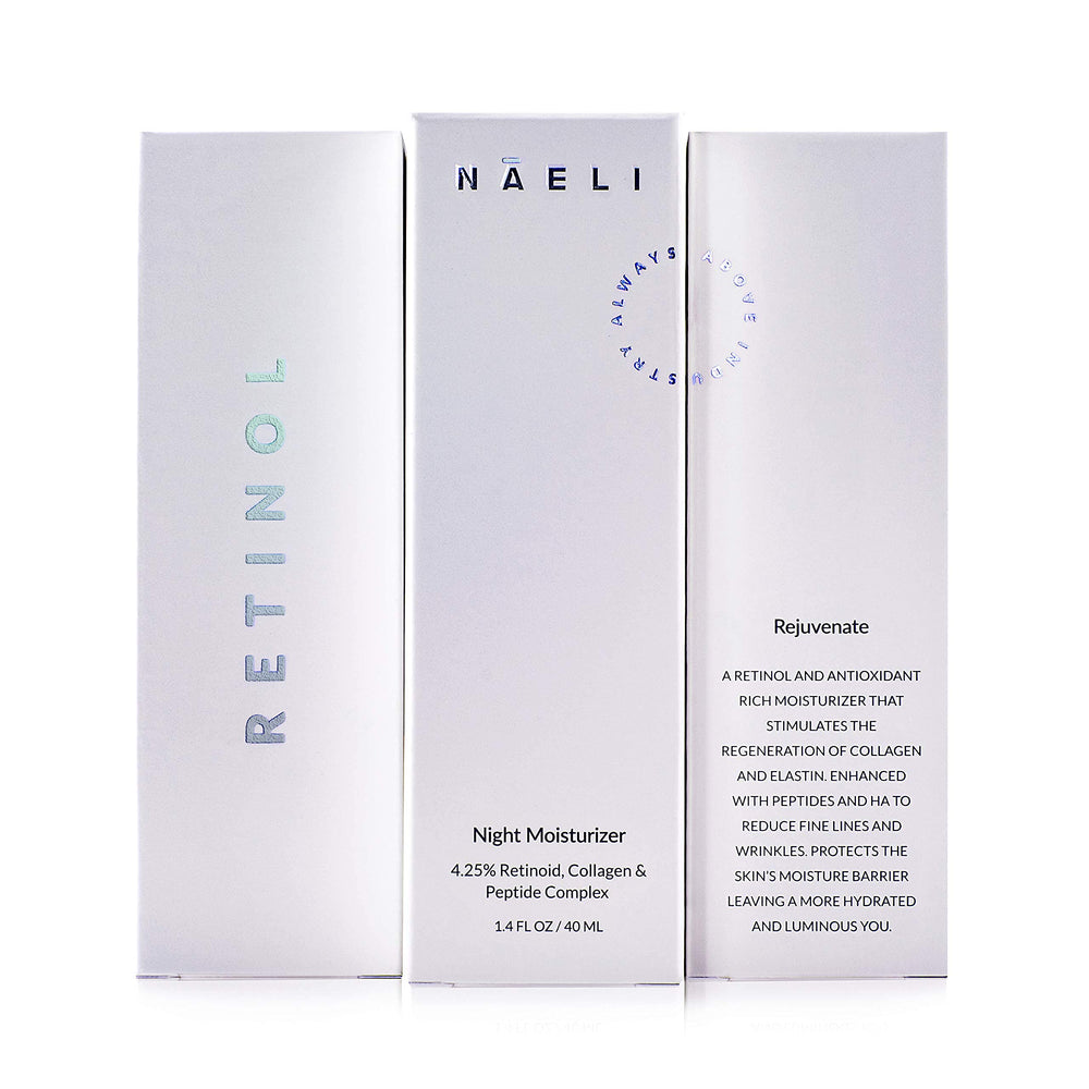 Lemongrass scent enhances NAELI nightly skincare ritual.