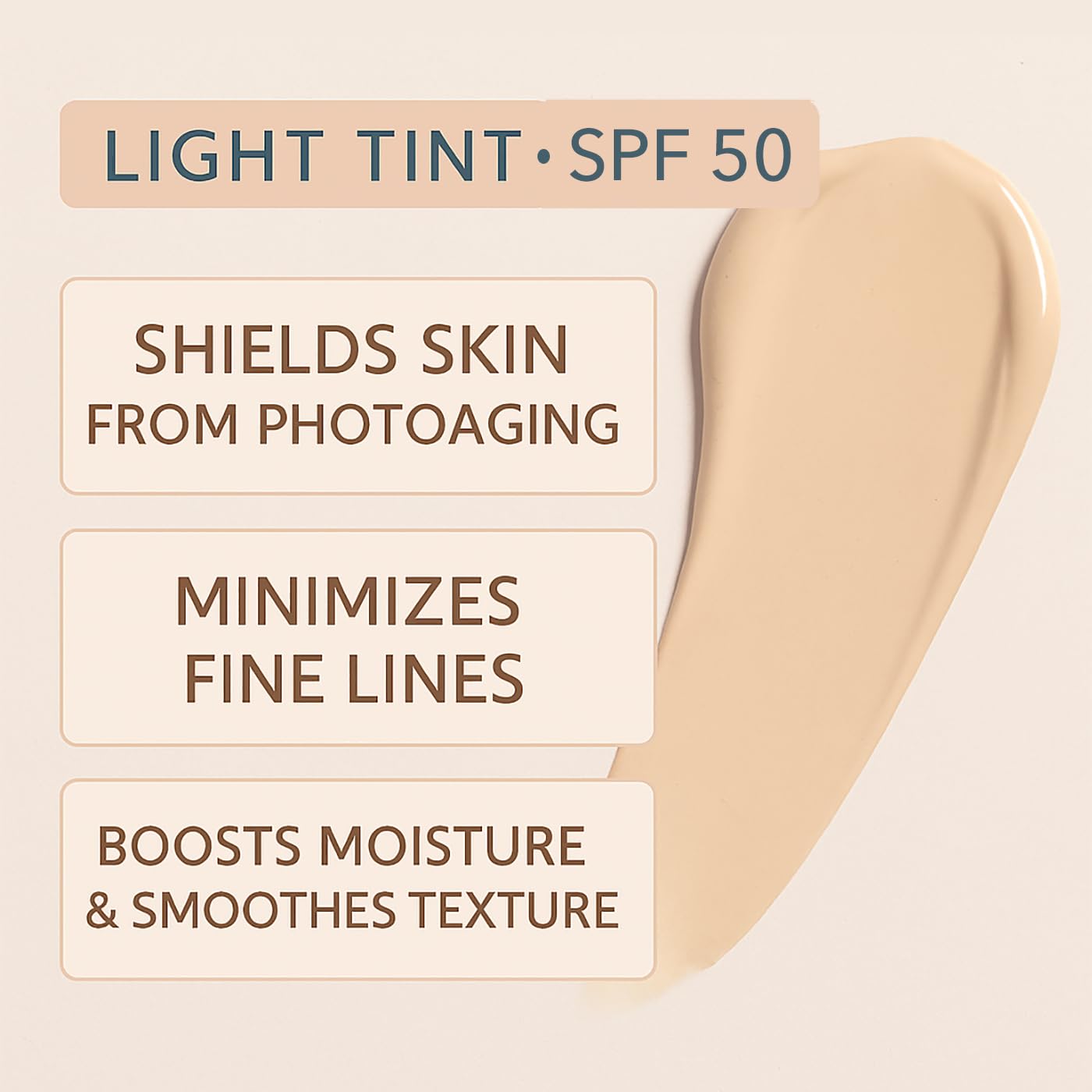 NAELI SPF 50 tinted texture close-up highlights light, natural finish