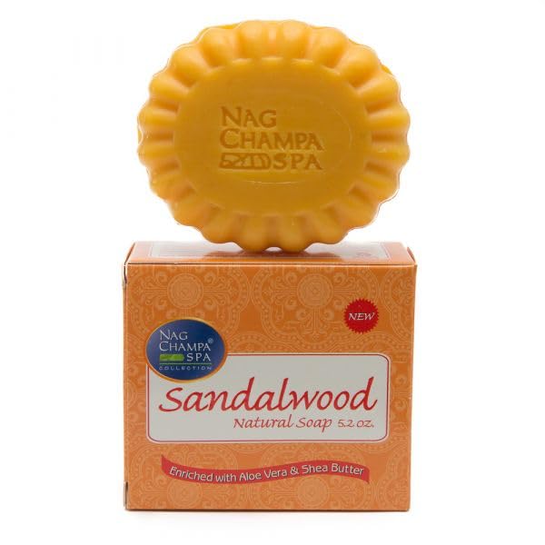 Nag Champa Spa nourishing-ingredients emphasizes cocoa and shea butter for skin-softening cleanse.