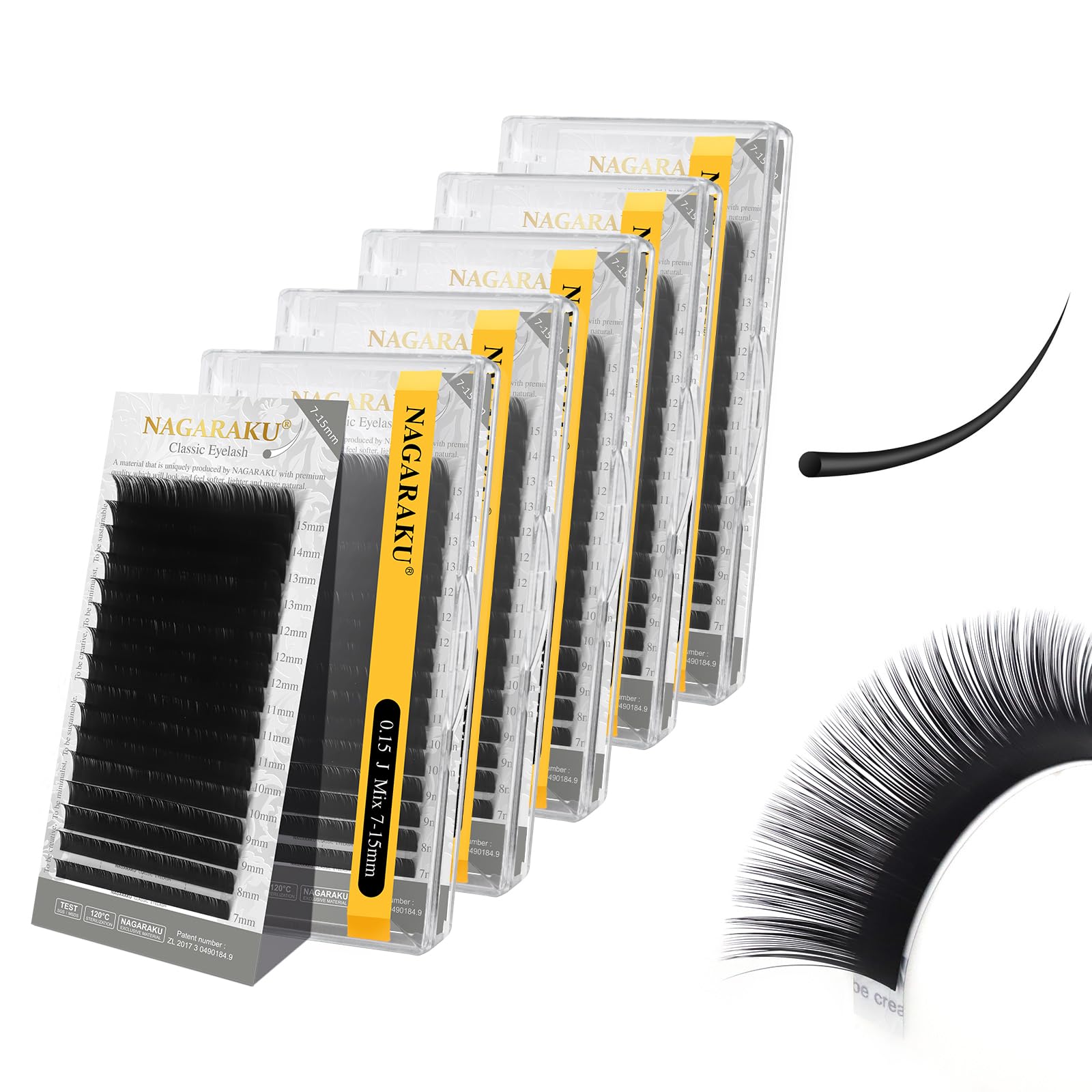 NAGARAKU 5-tray matte black lashes for professional use.
