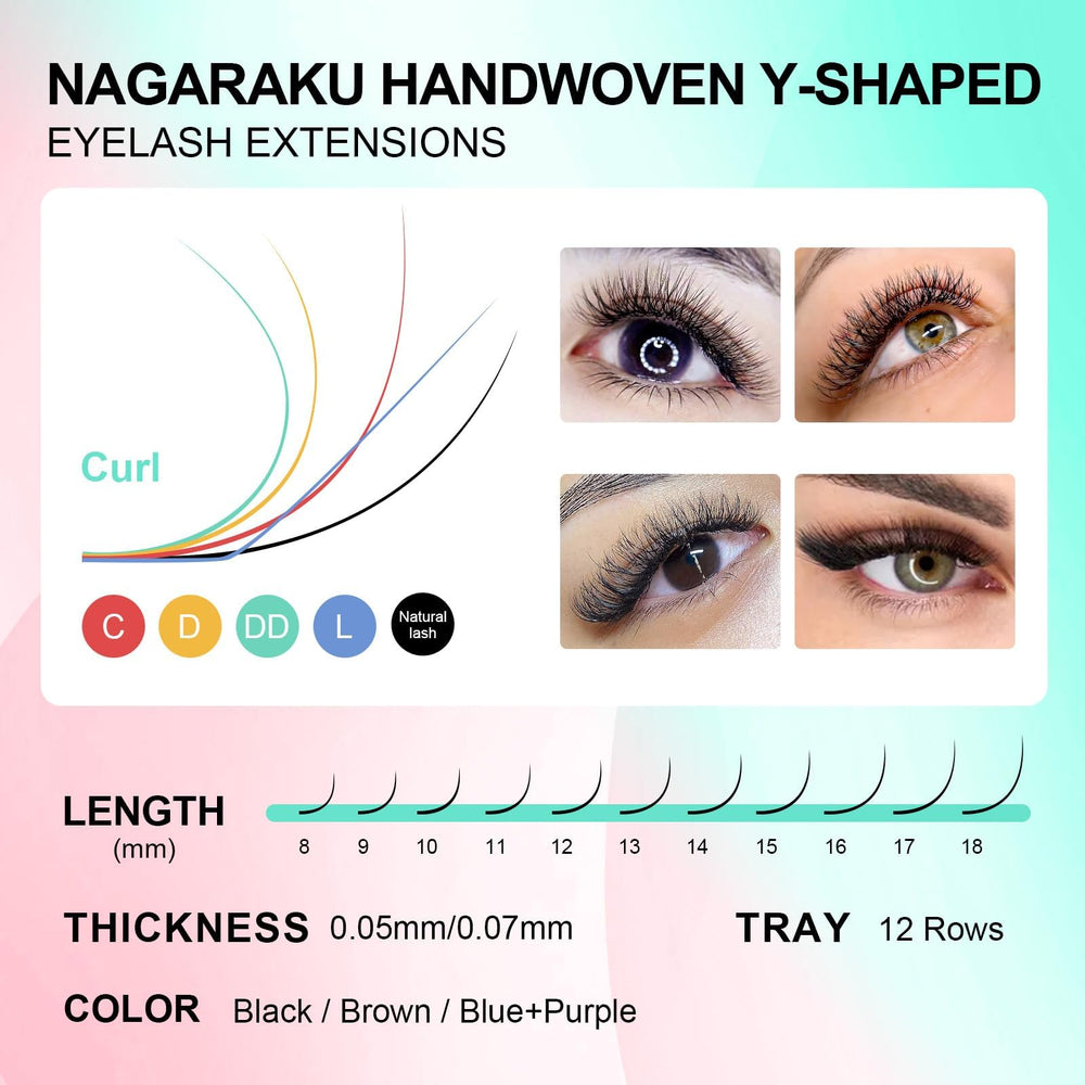 Nagaraku 0.05mm diameter for delicate, comfortable extension treatment.