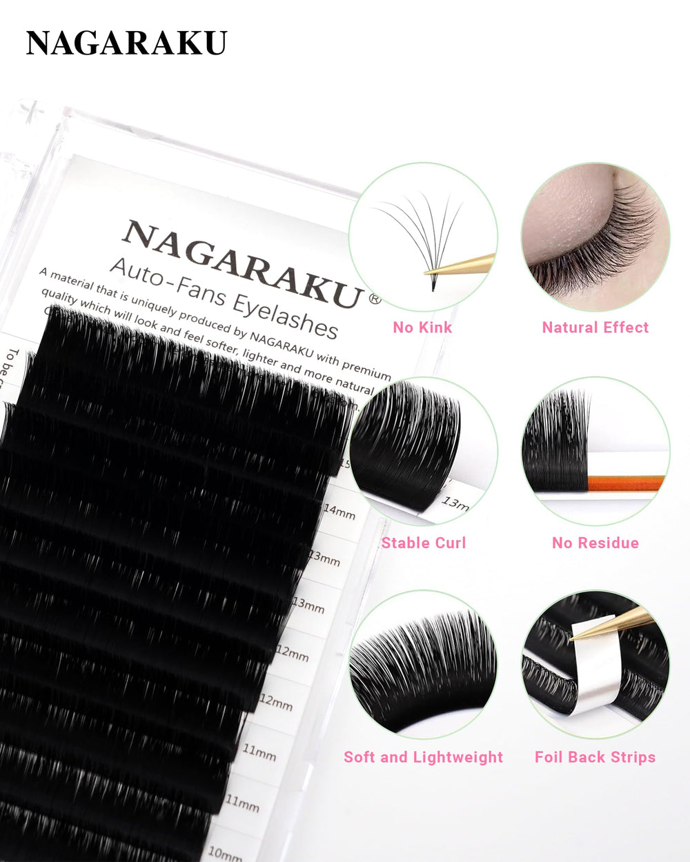 NAGARAKU Premade Easy Fans for efficient lash stacking in professional workstations.