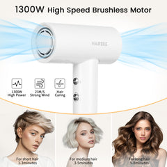 NAIFERE hair dryer operates quietly for peaceful mornings.