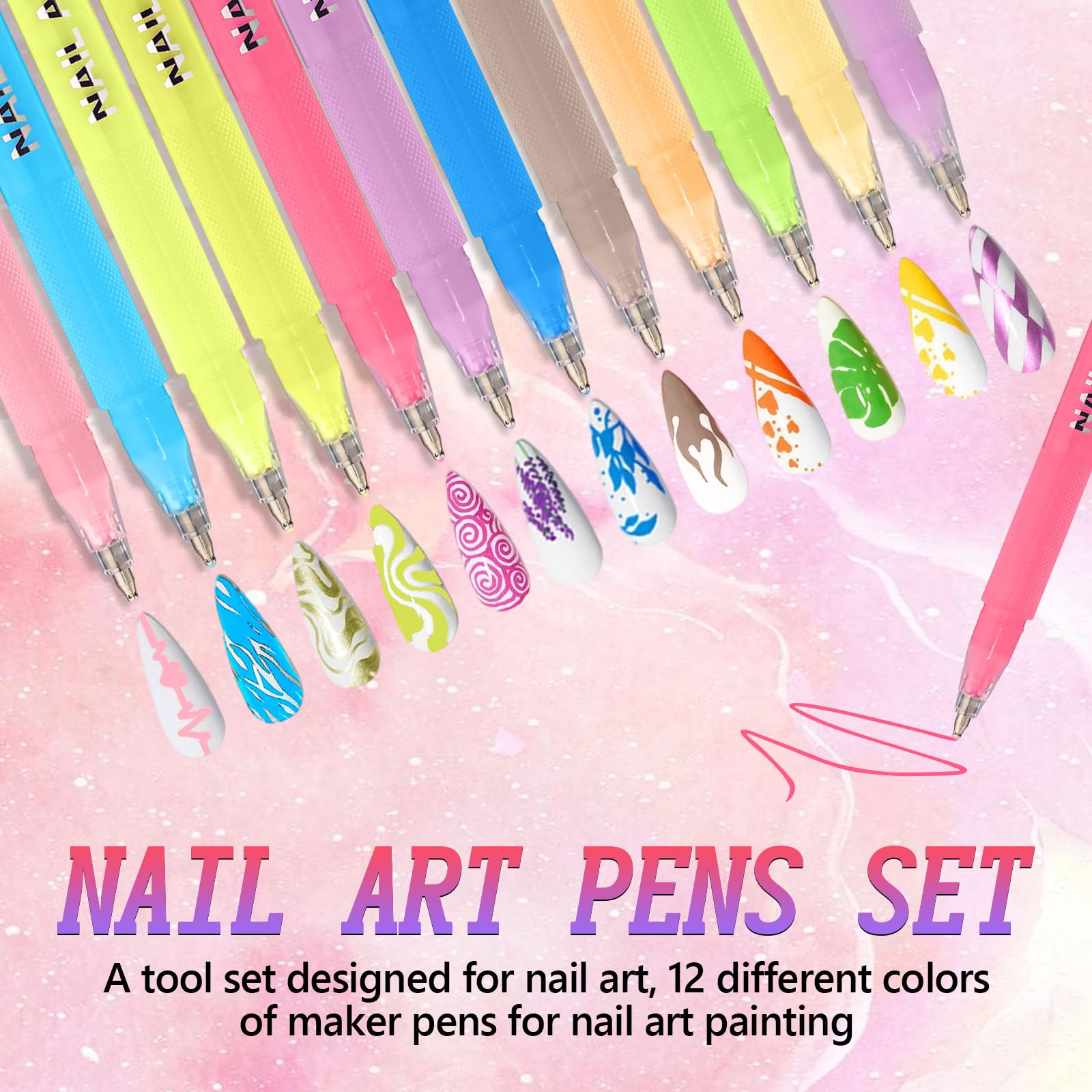 Nail Art Pens showing 3D quick-dry feature for layered designs