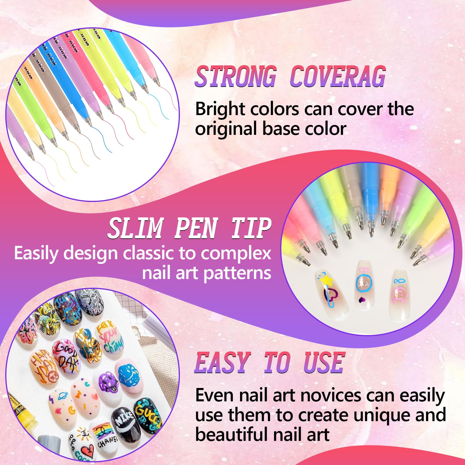 Hand applying nail art pens at home for a DIY manicure