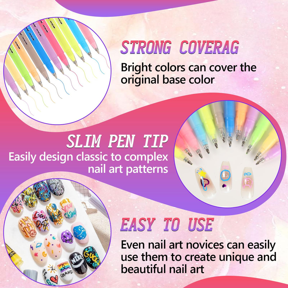 Hand applying nail art pens at home for a DIY manicure