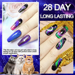 NAIL GIL Black base gel creates dramatic cat-eye with magnetic shift