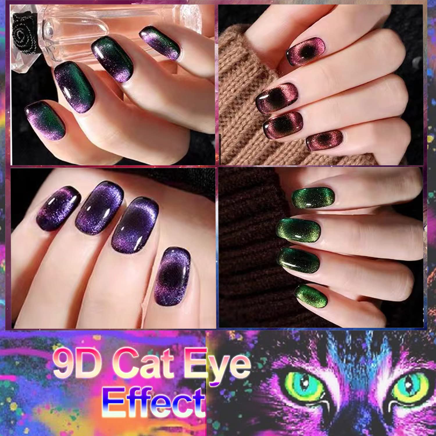NAIL GIL Magnet-driven cat-eye and galaxy effects with dual-color gel
