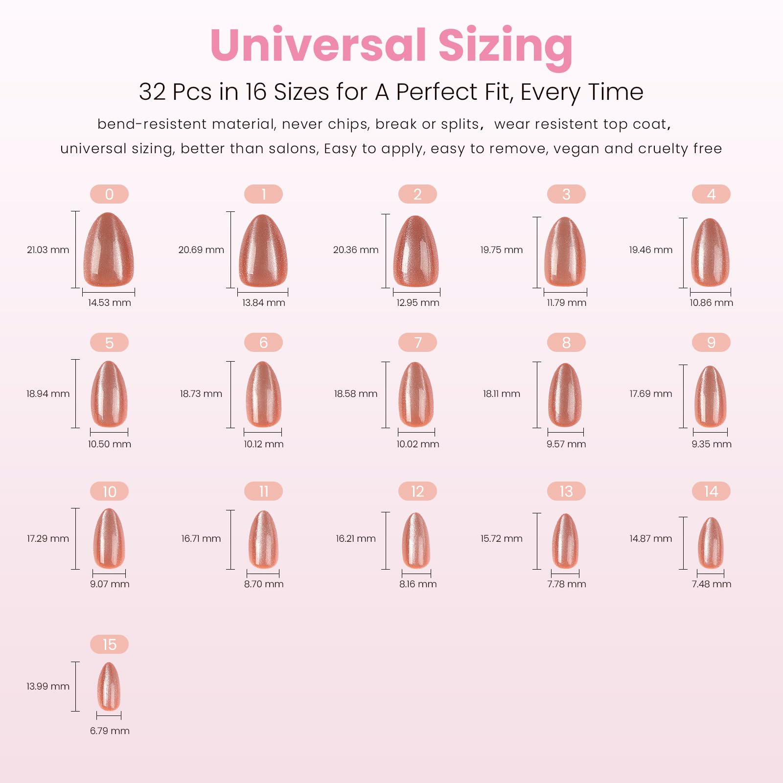 Nail Reformation 16-size nail set fits every finger for a seamless look.