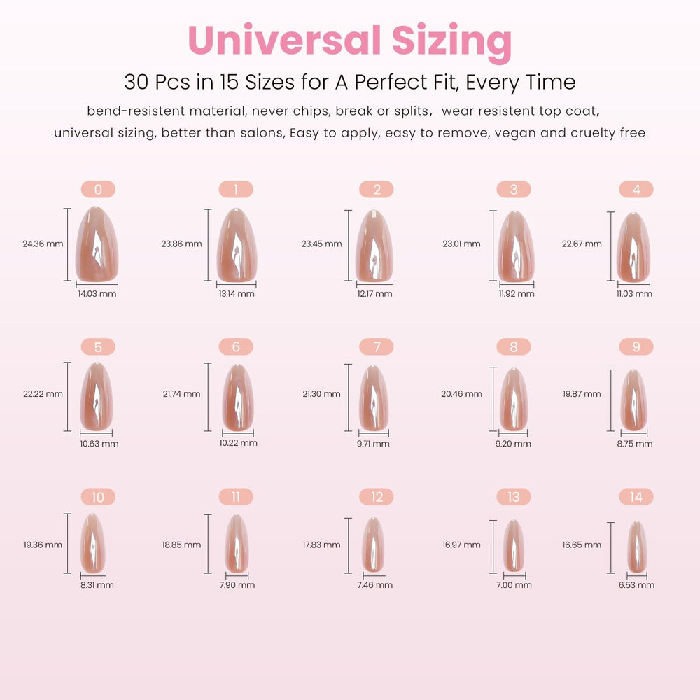 Nail Reformation 30 nails across 15 sizes for a flawless fit.
