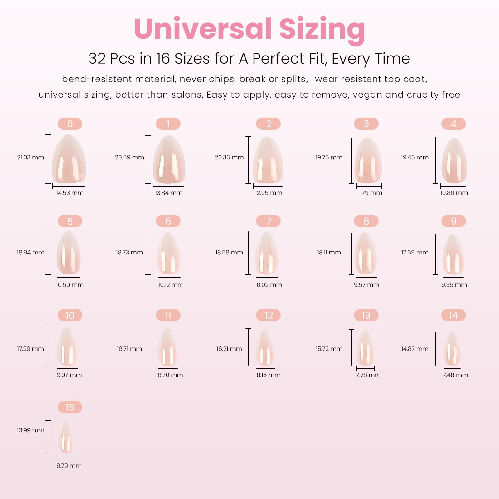 Nail Reformation 32 nails in 16 sizes ensure a flawless fit