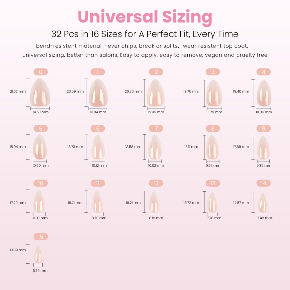 Nail Reformation 32 nails in 16 sizes ensure a flawless fit