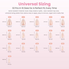 Nail Reformation 32 nails in 16 sizes ensure a flawless fit