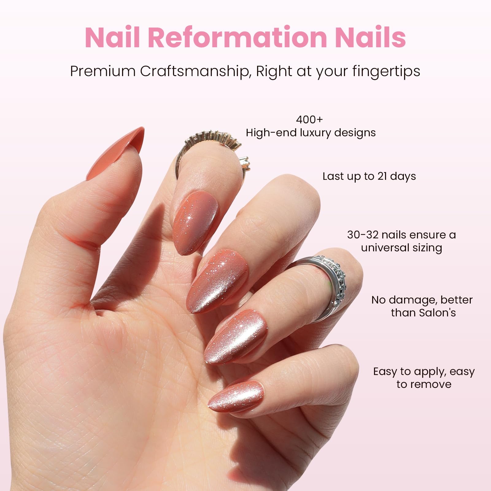 Nail Reformation UV finish nails with sleek, durable shine.