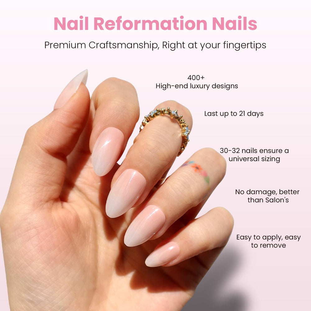 Nail Reformation UV-finish press-on nails with glossy shine and chip resistance