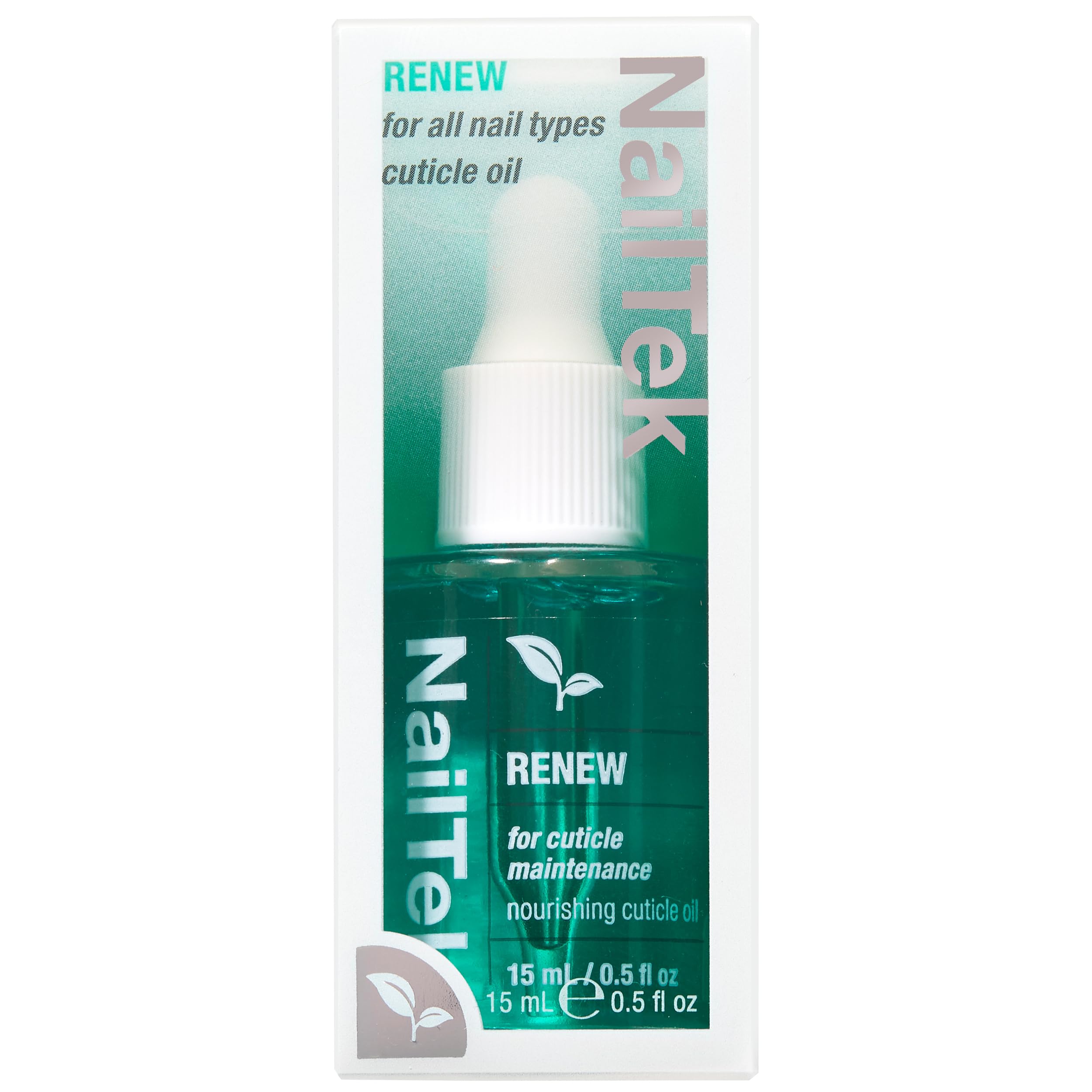 Nail Tek Renew Cuticle Oil close-up shows nourishing consistency.