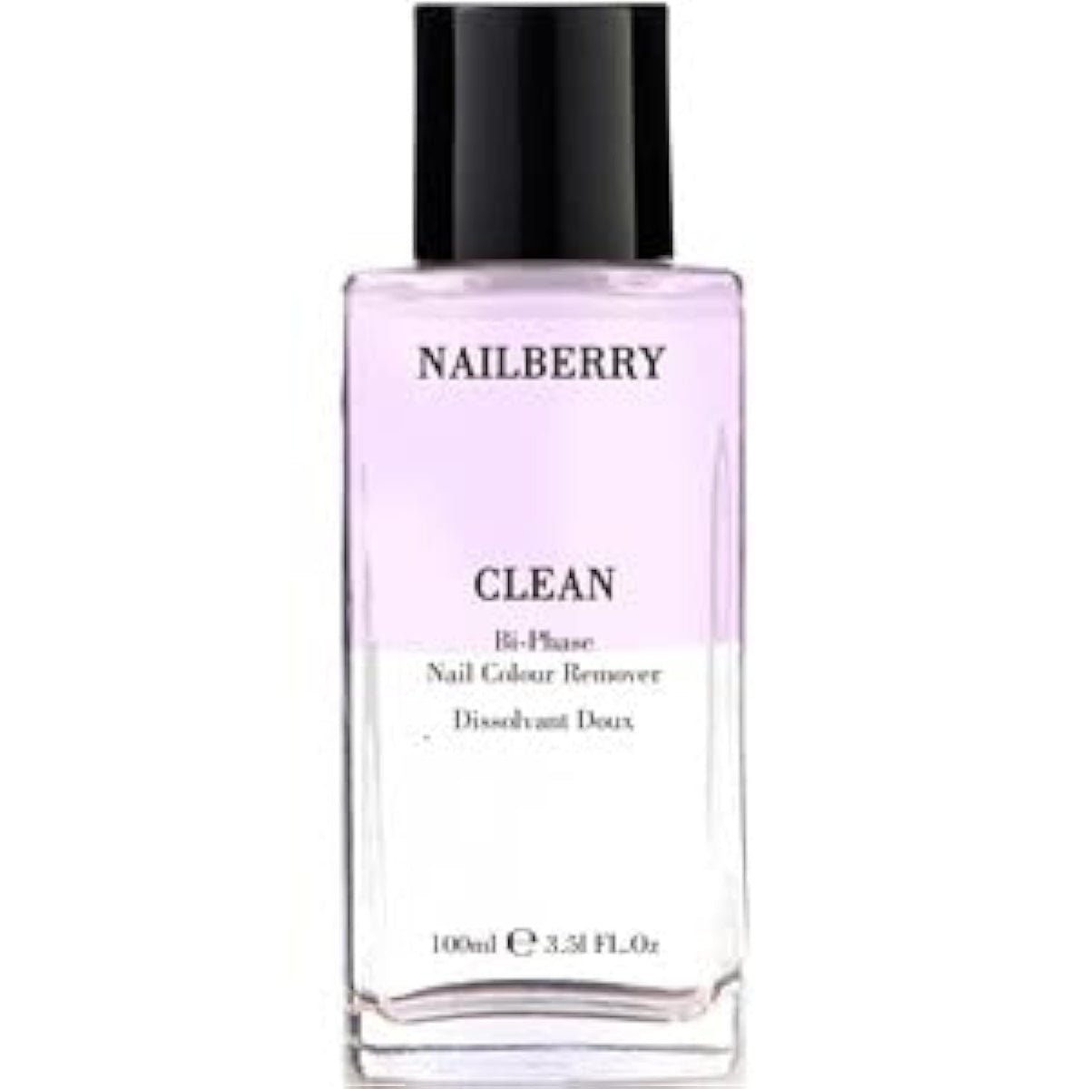 Nailberry Clean Bi-Phase Remover bottle shown for gentle polish removal.