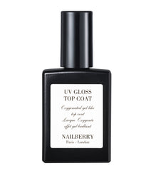 Nailberry UV Gloss Top Coat bottle close-up showing high-gloss finish