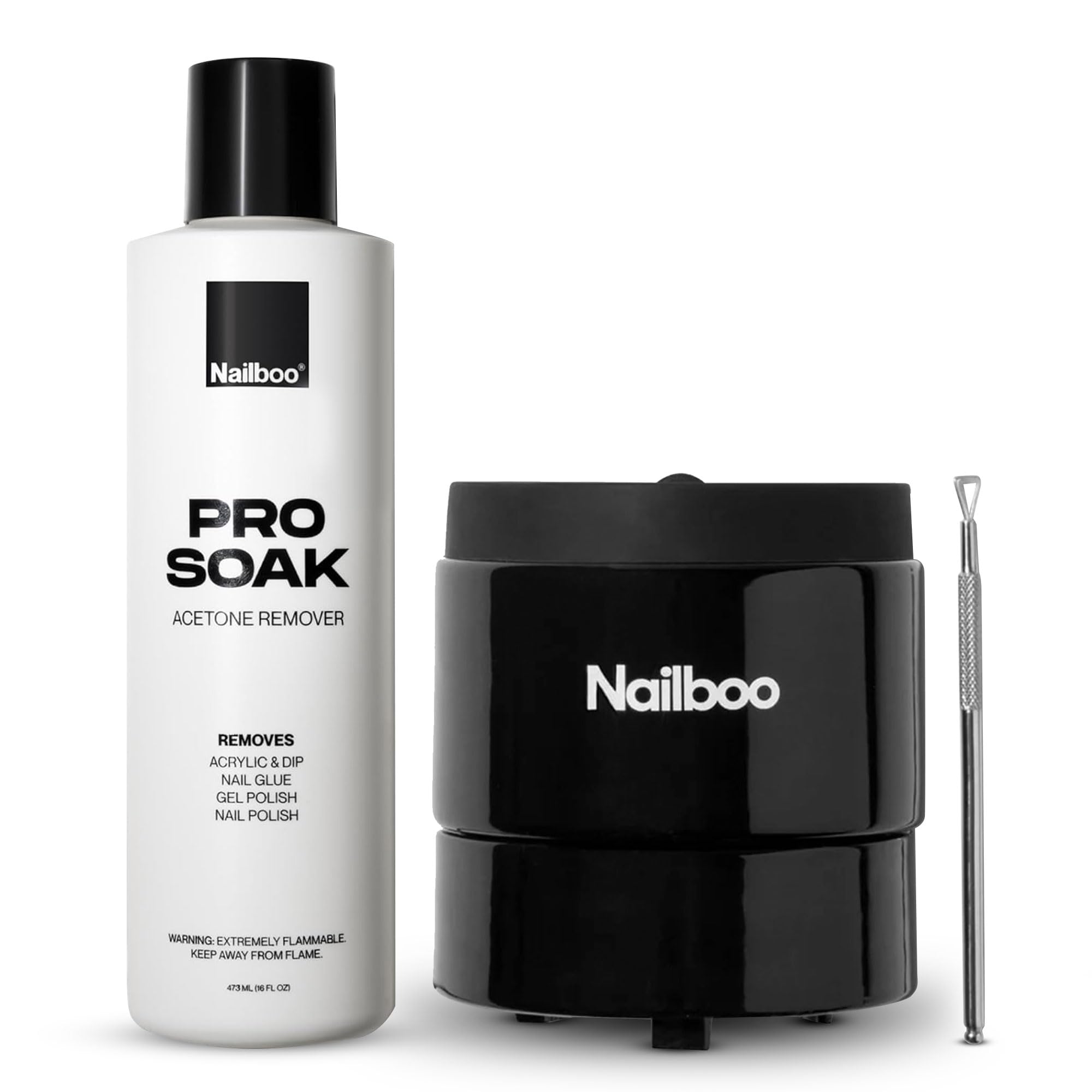 Nailboo acetone remover bowl front view for a clean home salon setup.