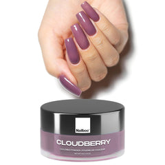 Nailboo Cloudberry dusty purple dip powder bottle close-up for rich color