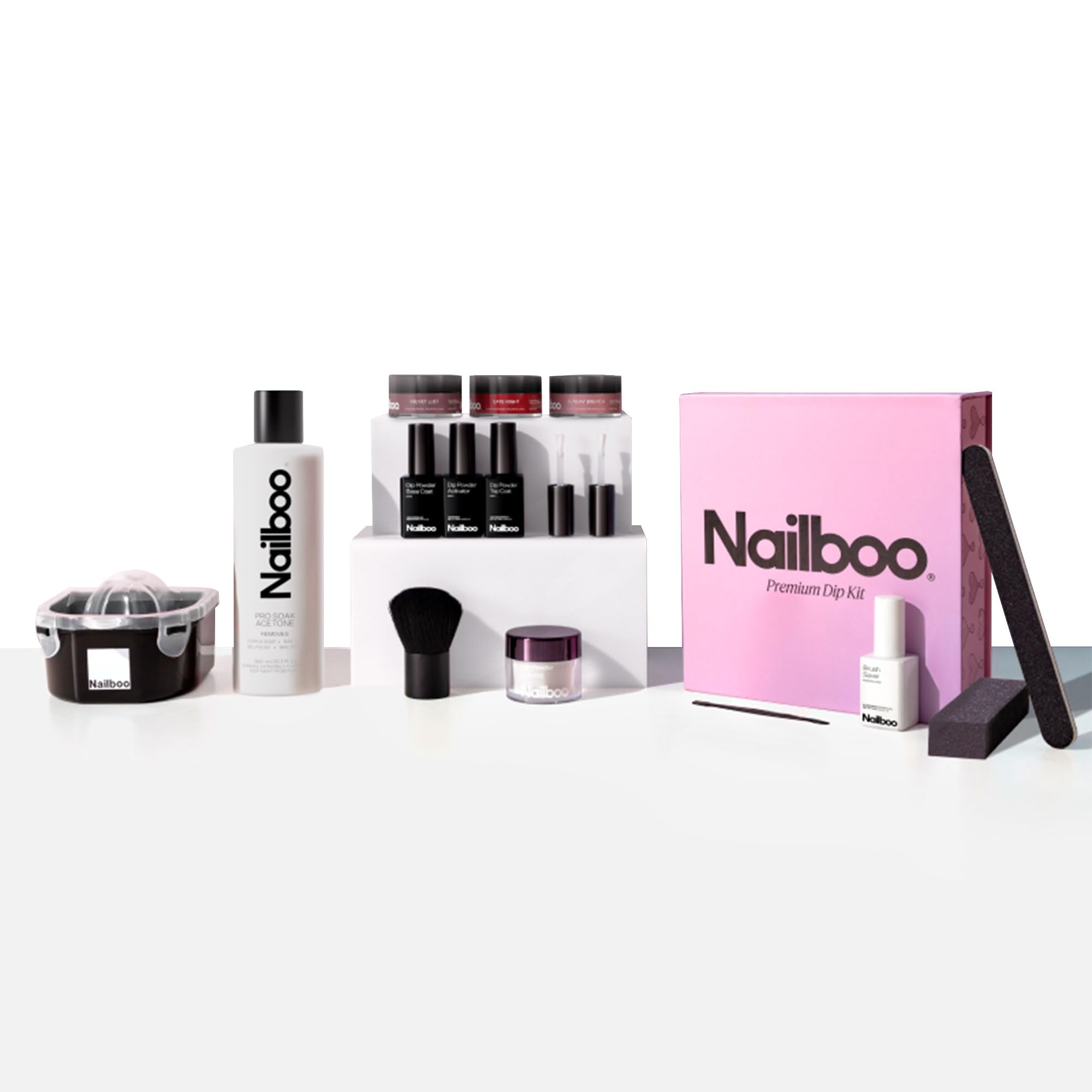 Nailboo Velvet Lust dip powder for durable, chip-resistant color at home.