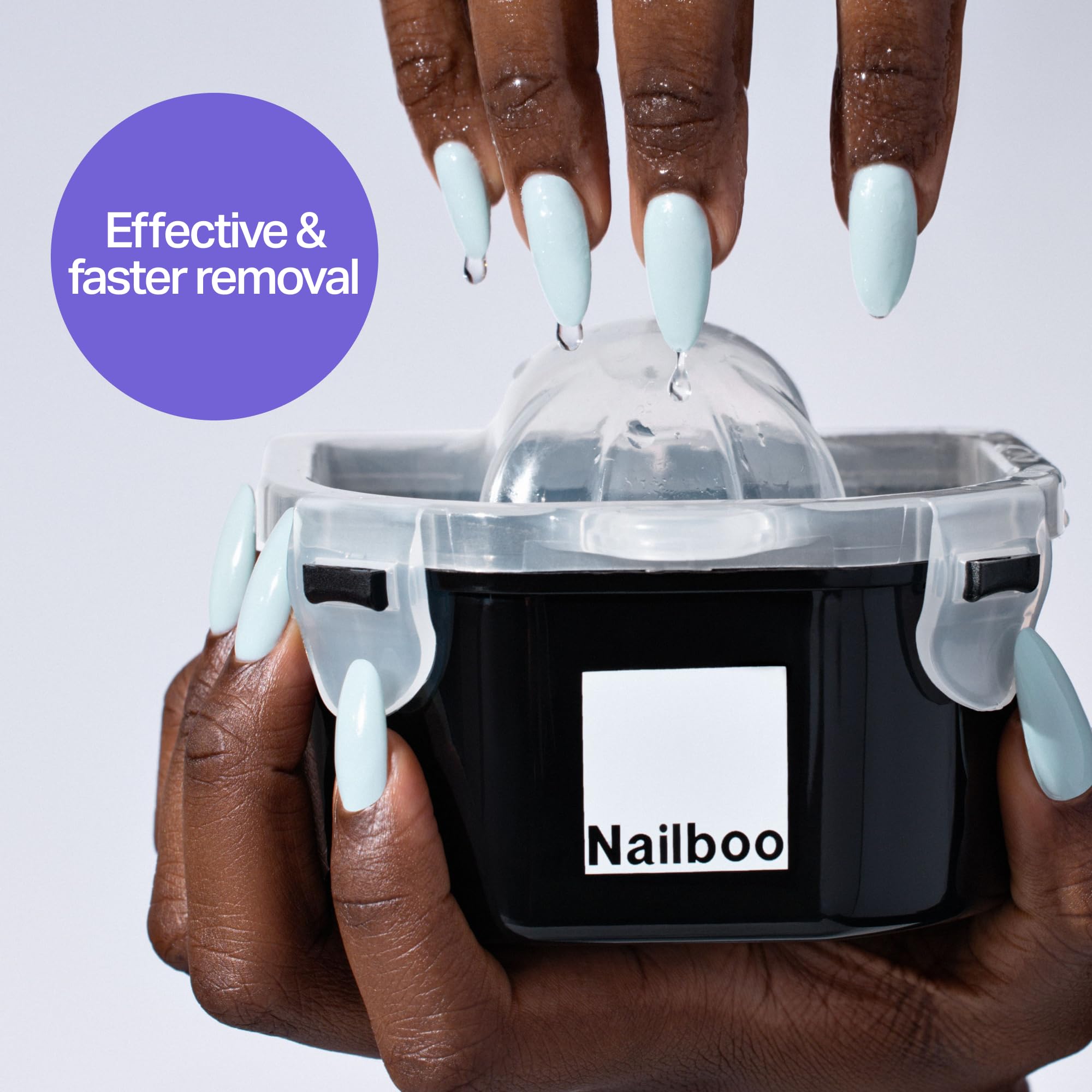 Nailboo soak bowl setup for dip powder and gel removal.