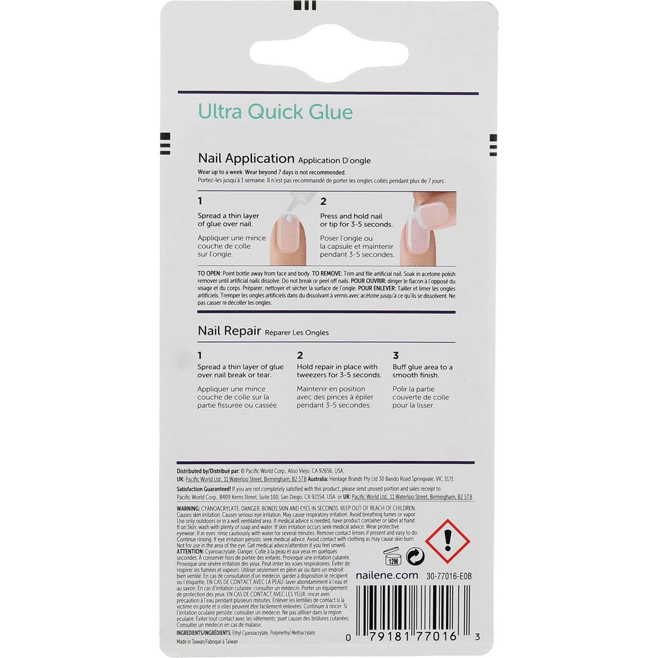 Nailene Ultra Quick used on artificial nail application