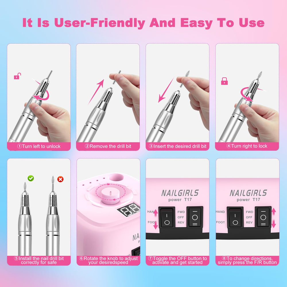 NAILGIRLS Nail Drill Handpiece Close-Up with ergonomic grip for comfortable sessions.