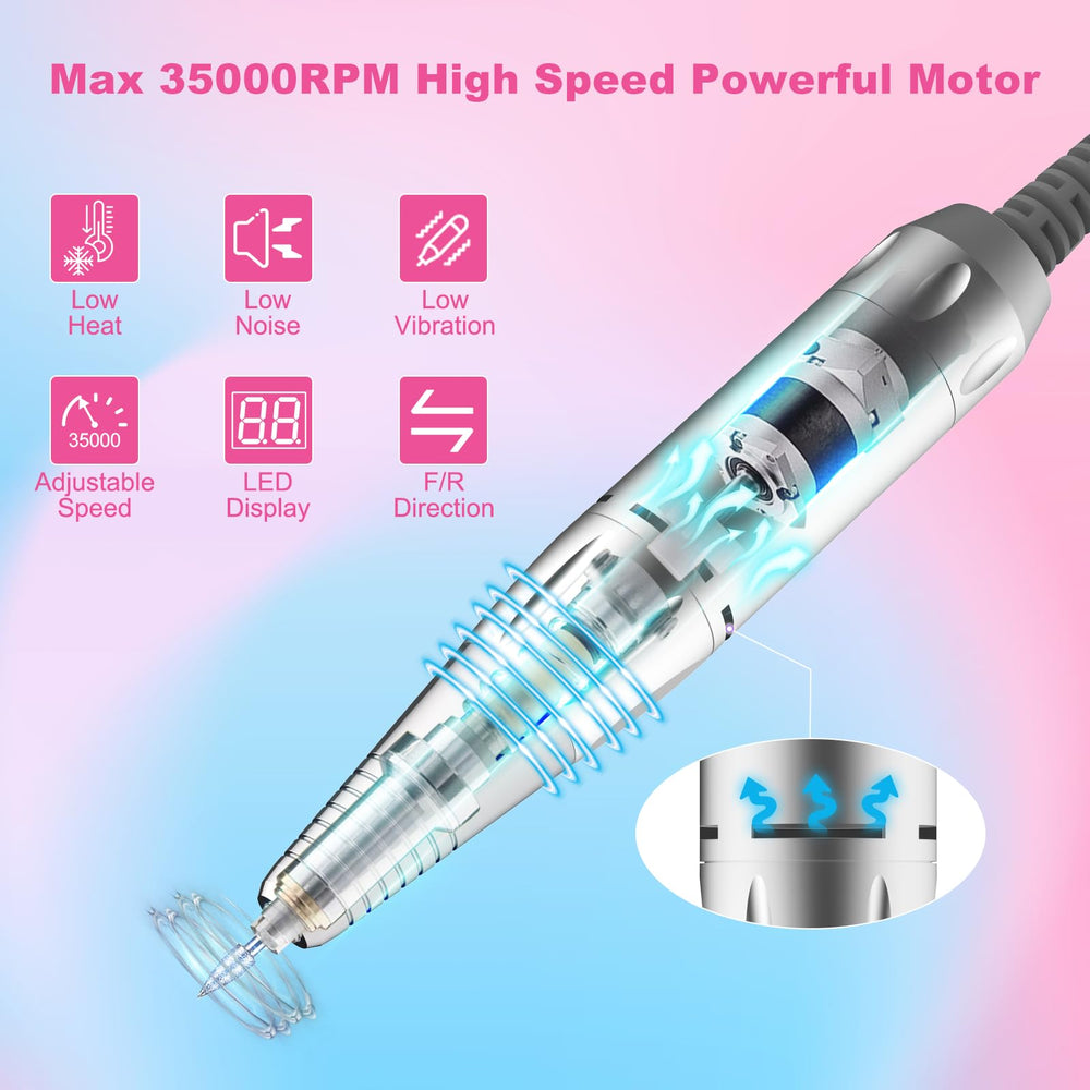 NAILGIRLS Nail Drill Machine Side Profile highlighting durable aluminum construction.