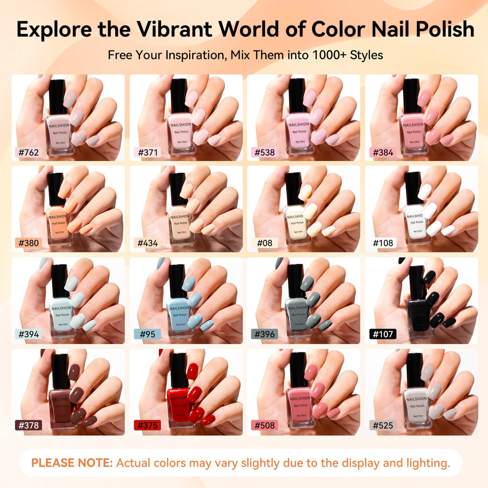 Nailshion Base Coat and Top Coat protect nails with lasting color.