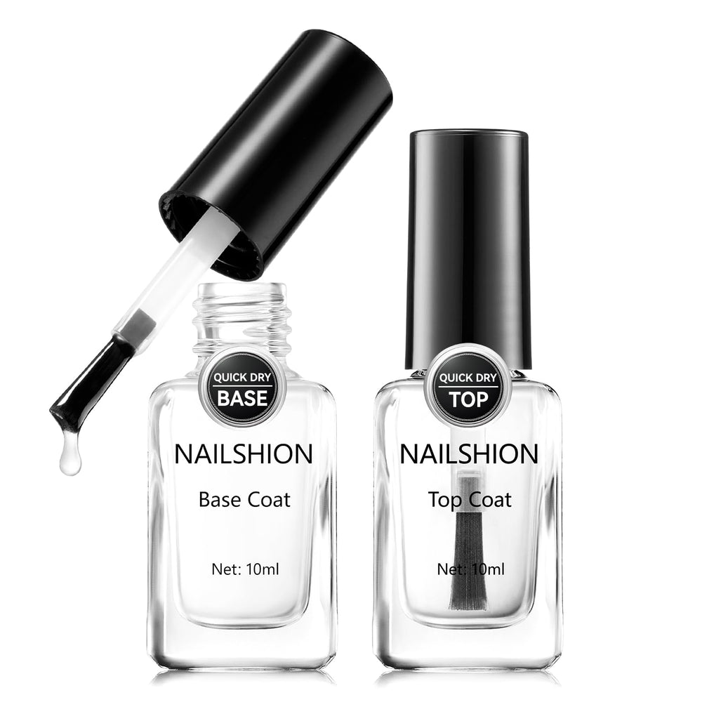 Nailshion Base Coat bottle clear protects nails and prevents staining.
