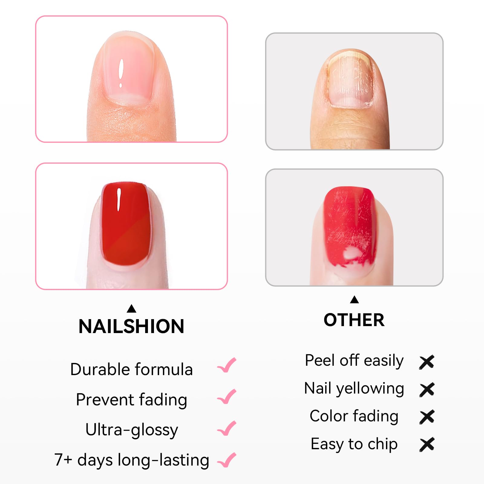 Nailshion finish showcase light pink layer for a soft manicure