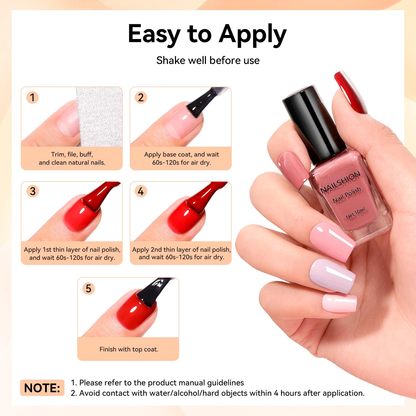 Nailshion High Shine and Durability enhances color brilliance.